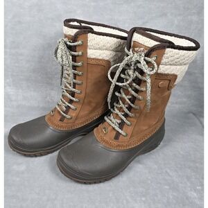 Women's Brown Winter Lace-Up Waterproof Boots